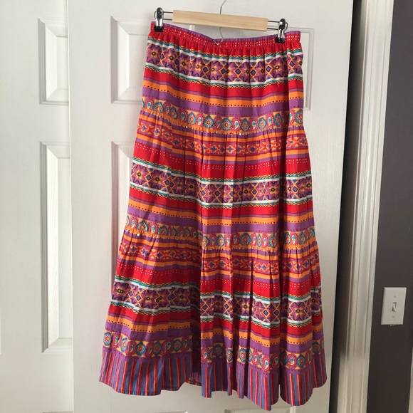 Coldwater Creek Striped Bohemian Maxi Skirt- Large - Picture 3 of 5